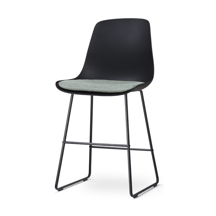 Nolon Nino-Liv Barkruk Zwart - Zacht Groen Kussen - Zwart Frame - 65cm