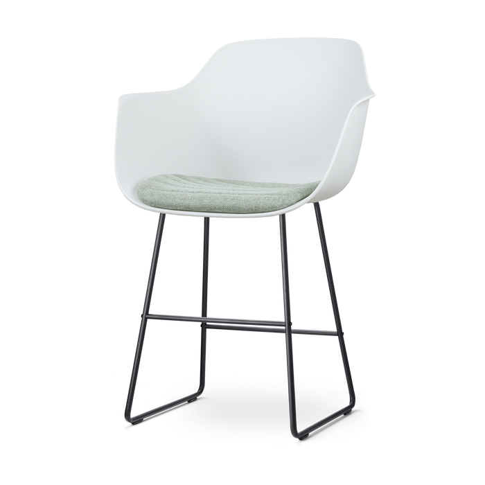 Nolon Nino-Liz Barkruk Wit - Zacht Groen Kussen - Zwart Frame - 65 cm