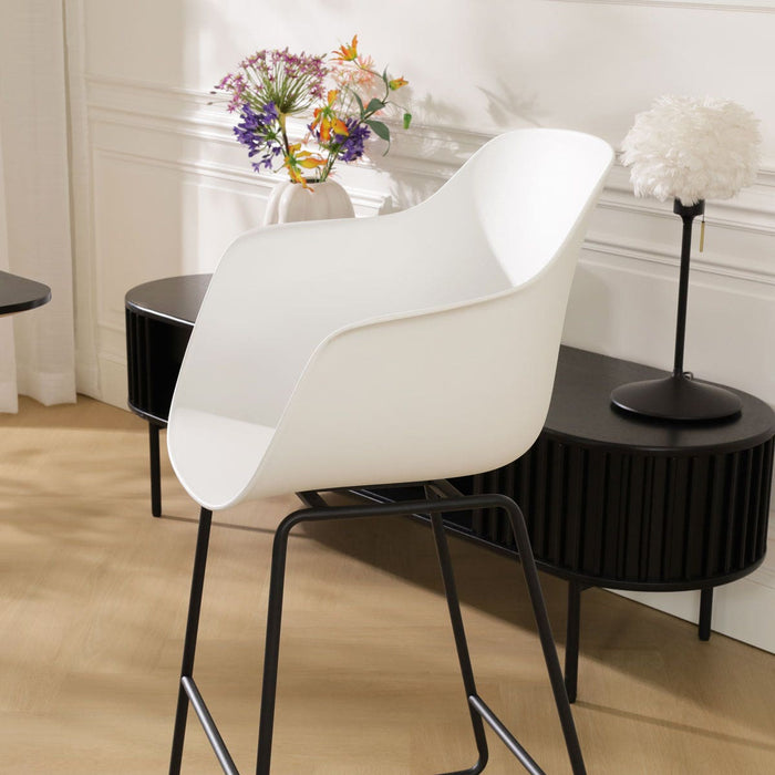 Nolon Nino-Puk Barkruk Wit - Armleunining - Zwart Onderstel - 75 cm