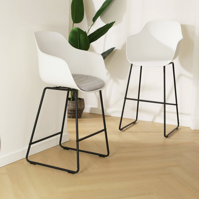 Nolon Nino-Puk Barkruk Wit - Armleunining - Zwart Onderstel - 75 cm