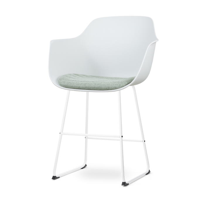 Nolon Nino-Liz Barkruk Wit - Zacht Groen Kussen - Wit Frame - 65 cm