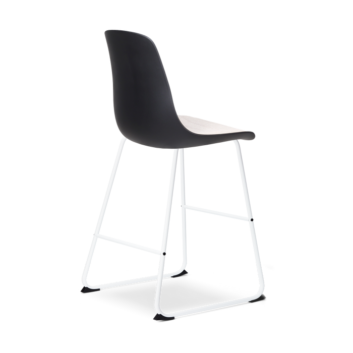 Nolon Nino-Liv Barkruk Zwart - Beige Kussen - Wit Frame - 65cm