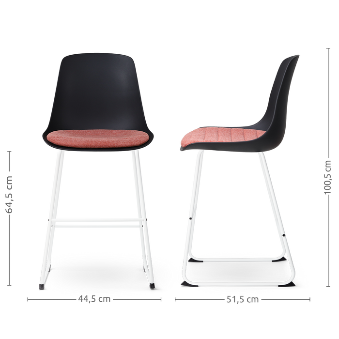 Nolon Nino-Liv Barkruk Zwart - Terracotta Kussen - Wit Frame - 65cm