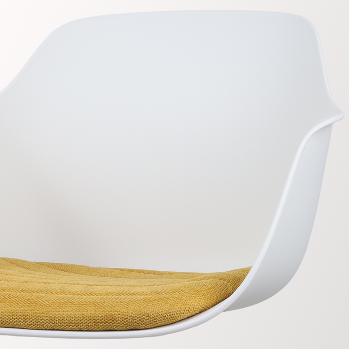 Nolon Nino-Liz Barkruk Wit - Okergeel Kussen - Wit Frame - 65 cm