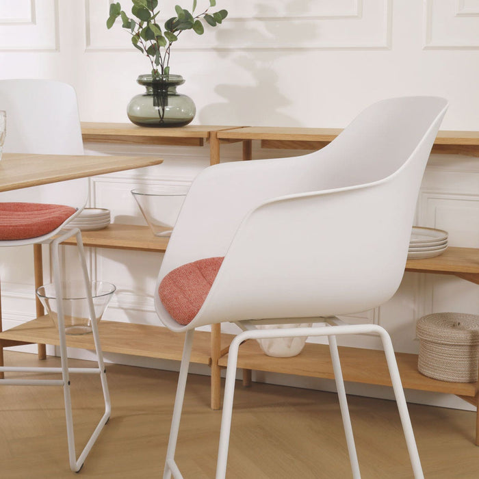 Nolon Nino-Liz Barkruk Wit - Terracotta Kussen - Wit Frame - 65 cm