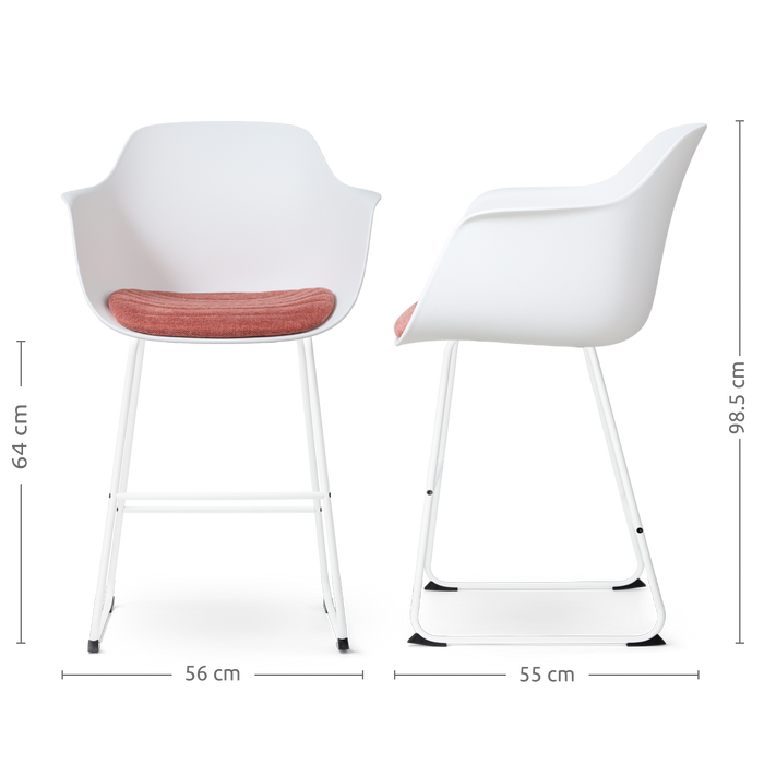 Nolon Nino-Liz Barkruk Wit - Terracotta Kussen - Wit Frame - 65 cm