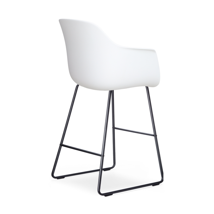 Nolon Nino-Liz Barkruk Wit - Okergeel Kussen - Zwart Frame - 65 cm