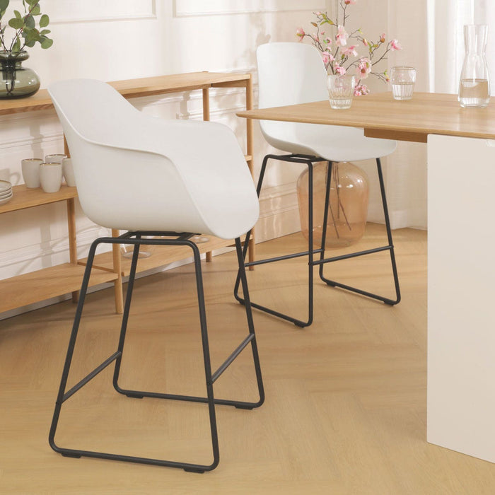 Nolon Nino-Puk Barkruk Wit - Armleunining - Zwart Onderstel - 65 cm