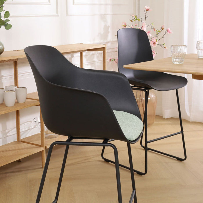 Nolon Nino-Liz Barkruk Zwart - Zachtgroen Kussen - Zwart Frame - 75 cm