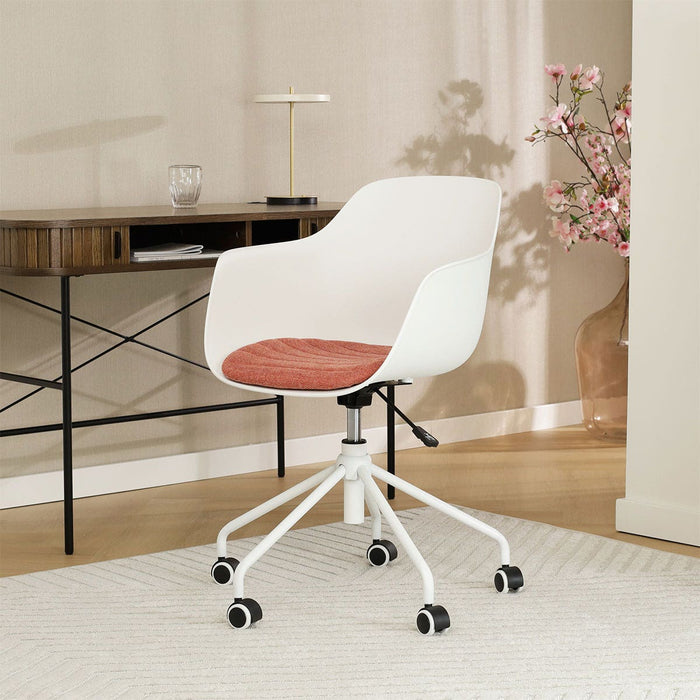 Nolon Nout-Liz Bureaustoel Wit - Terracotta Kussen - Wit Onderstel