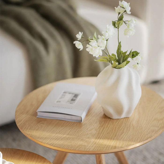 Rowico Home Yumi Set van 2 Ronde Houten Bijzettafels - Naturel