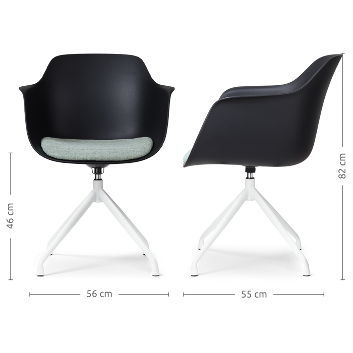 Nolon Nola-Liz Eetkamerstoel Zwart - Zacht Groen - Draaibaar - Wit