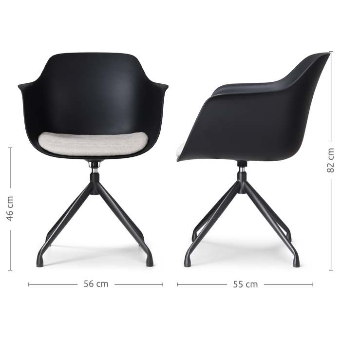 Nolon Nola-Liz Eetkamerstoel Zwart - Beige - Draaibaar - Zwart