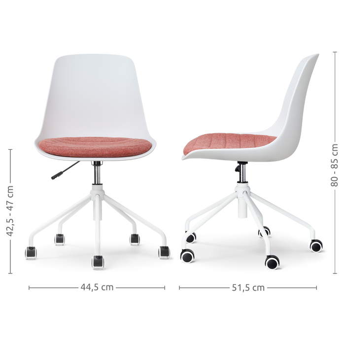 Nolon Nout-Liv Bureaustoel Wit - Terracotta Kussen - Wit Onderstel