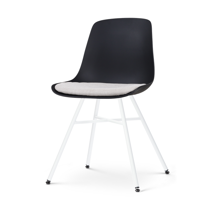 Nolon Noa-Liv Eetkamerstoel Zwart - Beige Kussen - Wit Onderstel