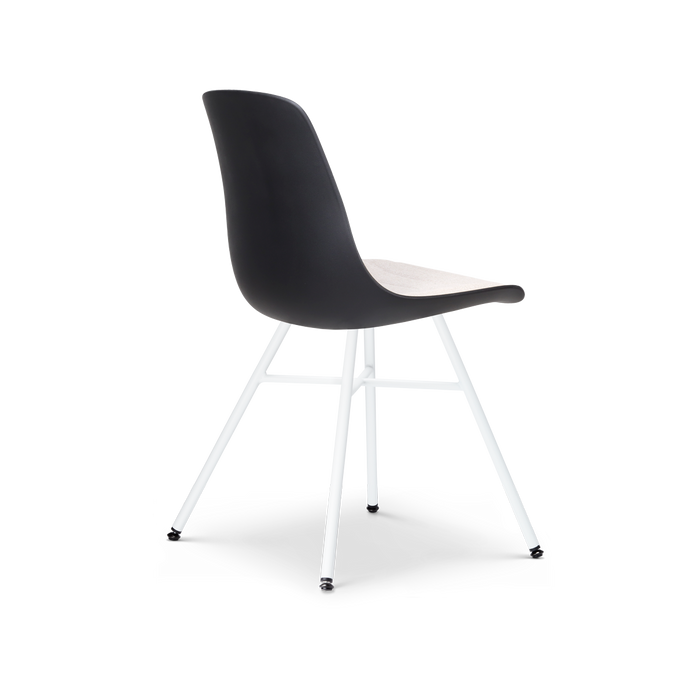 Nolon Noa-Liv Eetkamerstoel Zwart - Beige Kussen - Wit Onderstel