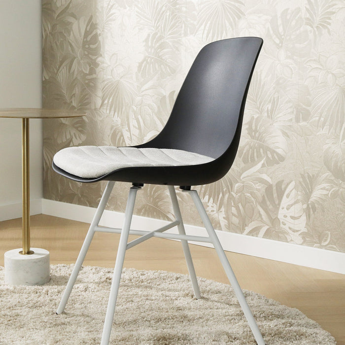 Nolon Noa-Liv Eetkamerstoel Zwart - Beige Kussen - Wit Onderstel