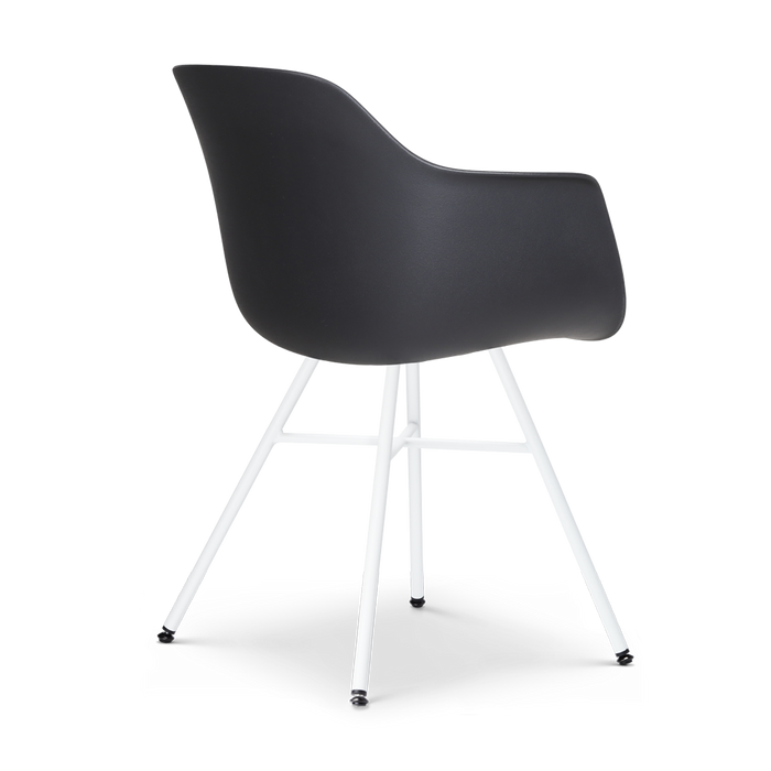 Nolon Noa-Liz Eetkamerstoel Zwart - Beige Kussen - Witte Poten