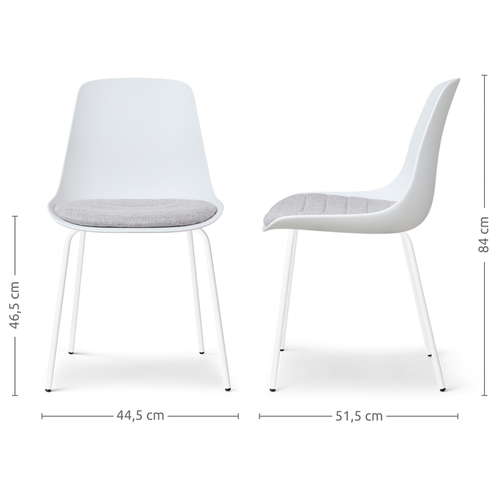 Nolon Nora-Liv Eetkamerstoel Wit - Lichtgrijs Kussen - Witte Poten