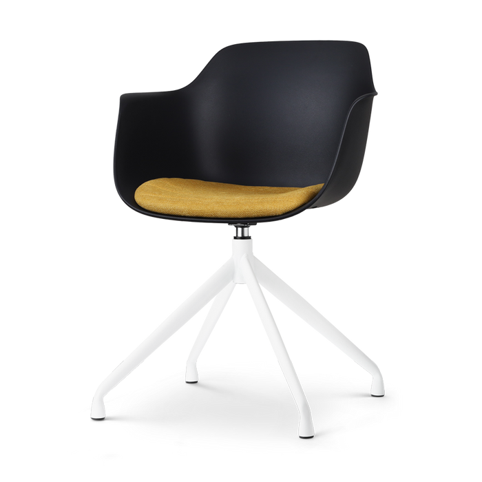 Nolon Nola-Liz Eetkamerstoel Zwart - Okergeel - Draaibaar - Wit