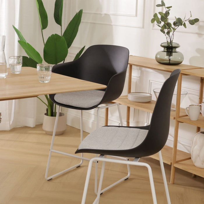 Nolon Nino-Liv Barkruk Zwart - Lichtgrijs Kussen - Wit Frame - 65cm