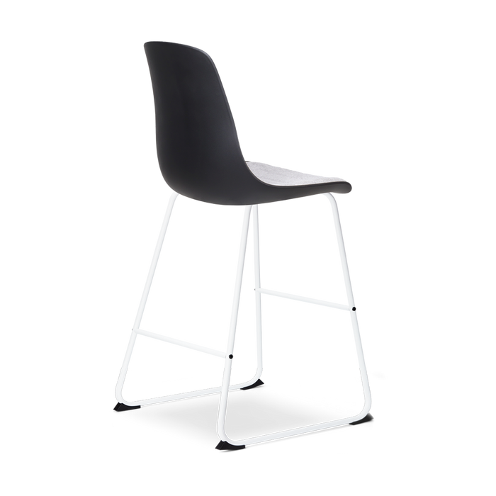 Nolon Nino-Liv Barkruk Zwart - Lichtgrijs Kussen - Wit Frame - 65cm