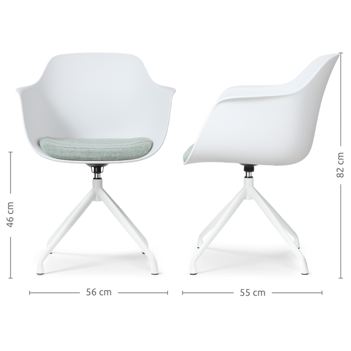 Nolon Nola-Liz Eetkamerstoel Wit - Zacht Groen - Draaibaar - Wit