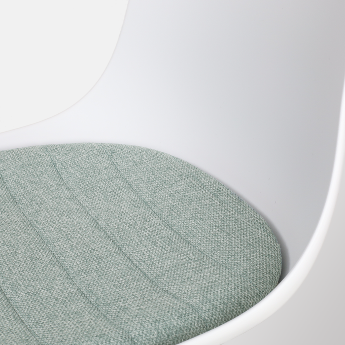 Nolon Noa-Liv Eetkamerstoel Wit - Zacht Groen Kussen - Zwart Onderstel