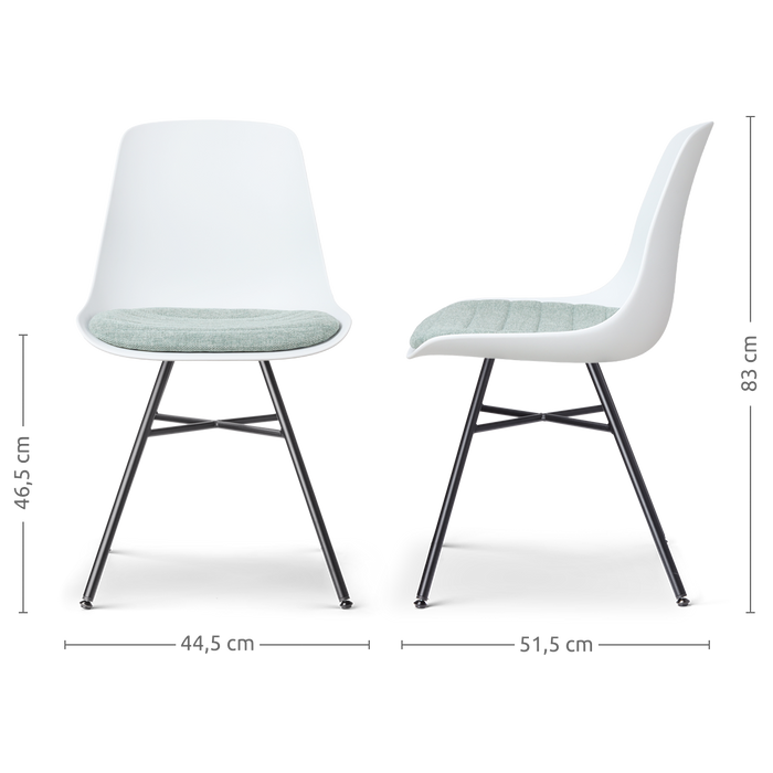 Nolon Noa-Liv Eetkamerstoel Wit - Zacht Groen Kussen - Zwart Onderstel