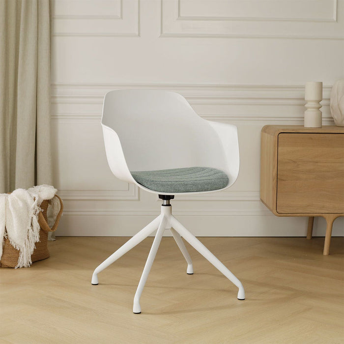 Nolon Nola-Liz Eetkamerstoel Wit - Zacht Groen - Draaibaar - Wit