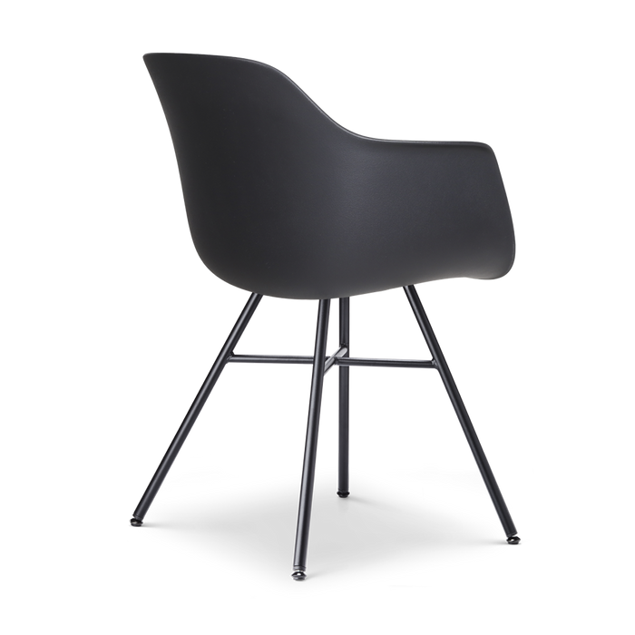 Nolon Noa-Liz Eetkamerstoel Zwart - Lichtgrijs Kussen - Zwarte Poten