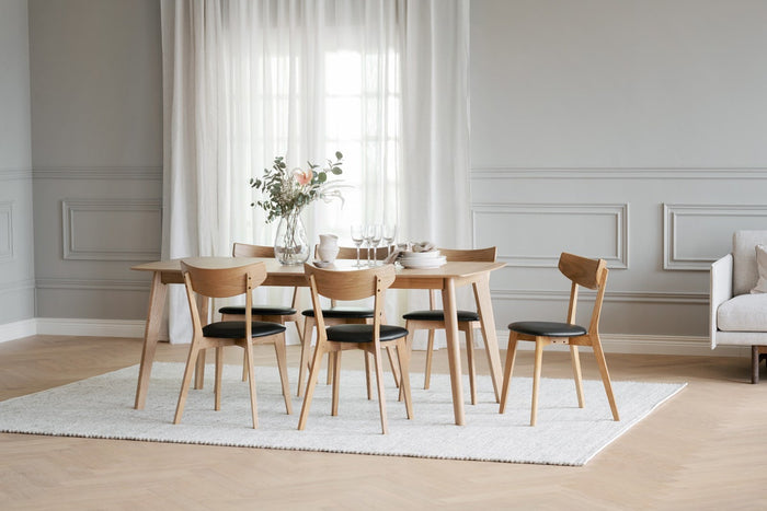 Rowico Home Ami Eikenhouten Eetkamerstoel Naturel - Zwart Zitkussen