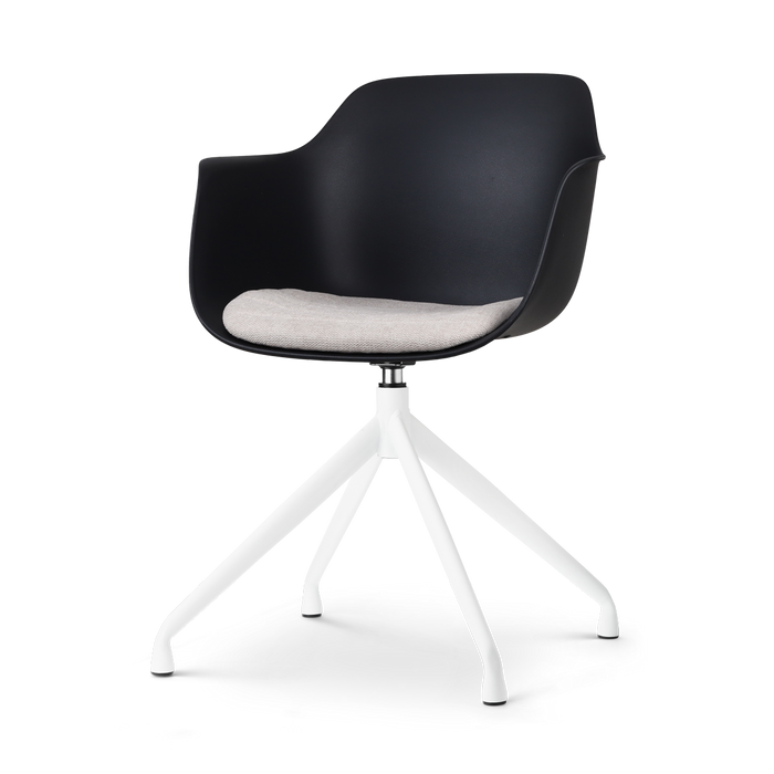 Nolon Nola-Liz Eetkamerstoel Zwart - Lichtgrijs - Draaibaar - Wit