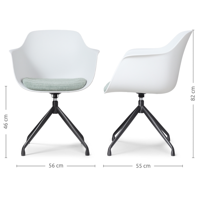 Nolon Nola-Liz Eetkamerstoel Wit - Zacht Groen - Draaibaar - Zwart