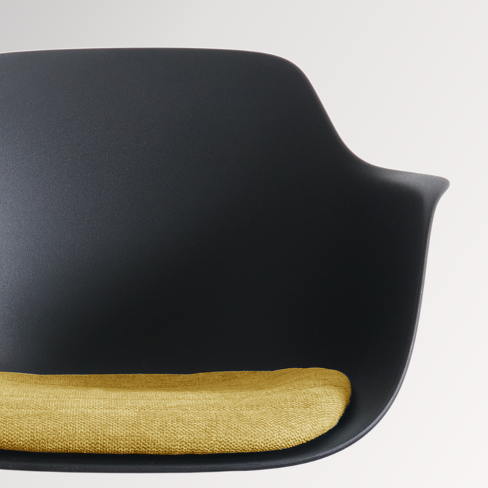 Nolon Nora-Liz Eetkamerstoel Zwart - Okergeel Kussen - Zwarte Poten