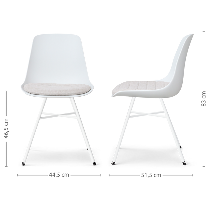 Nolon Noa-Liv Eetkamerstoel Wit - Beige Kussen - Wit Onderstel