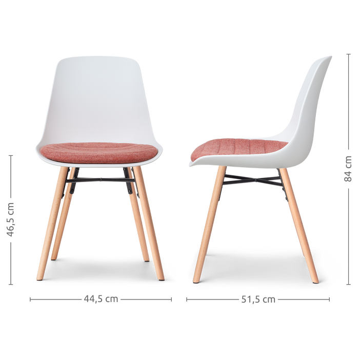 Nolon Nena-Liv Eetkamerstoel Wit - Terracotta Kussen - Houten Poten