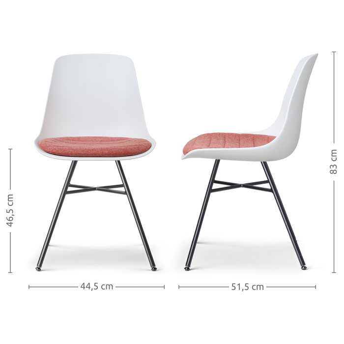 Nolon Noa-Liv Eetkamerstoel Wit - Terracotta Kussen - Zwart Onderstel
