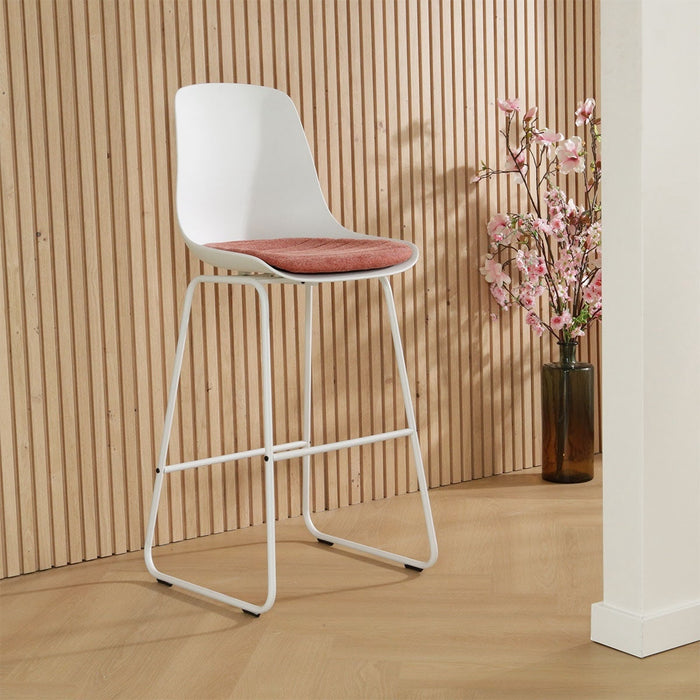 Nolon Nino-Liv Barkruk Wit - Terracotta Kussen - Wit Frame - 65cm