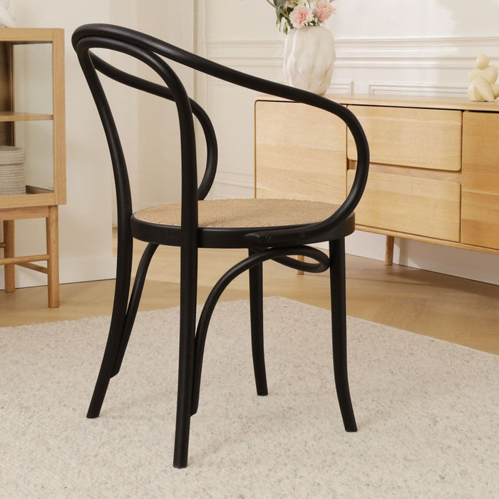 Fameg Venice No. 9 Eetkamerstoel Zwart - Armleuning - Rotan Zitting