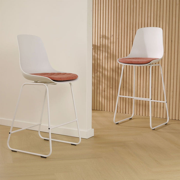 Nolon Nino-Liv Barkruk Wit - Terracotta Kussen - Wit Frame - 65cm