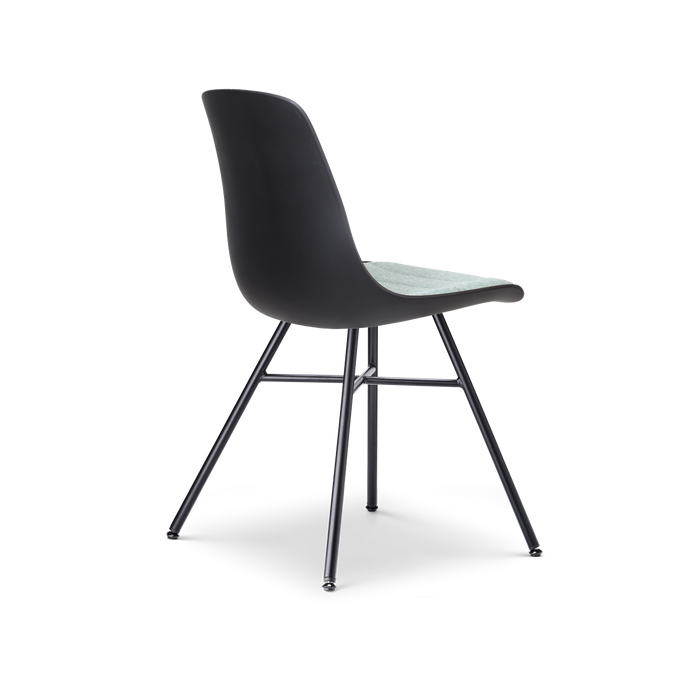 Nolon Noa-Liv Eetkamerstoel Zwart - Zacht Groen Kussen - Zwarte Poten