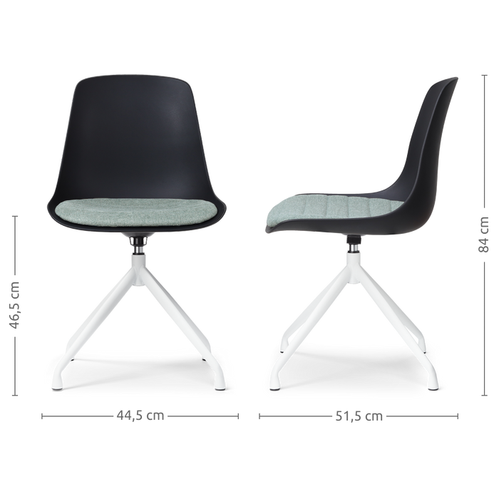 Nolon Nola-Liv Eetkamerstoel Zwart - Groen - Draaibaar - Wit