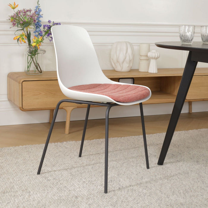 Nolon Nora-Liv Eetkamerstoel Wit - Terracotta Kussen - Zwarte Poten