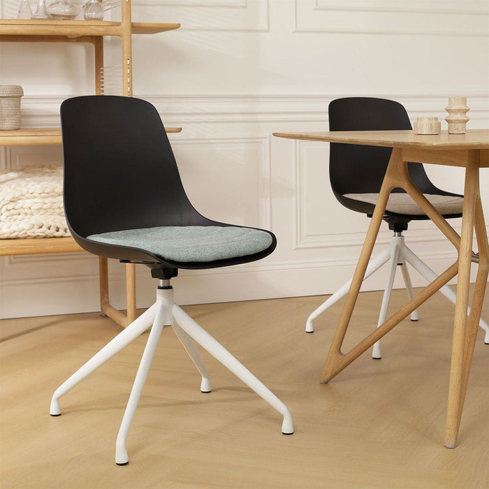 Nolon Nola-Liv Eetkamerstoel Zwart - Groen - Draaibaar - Wit