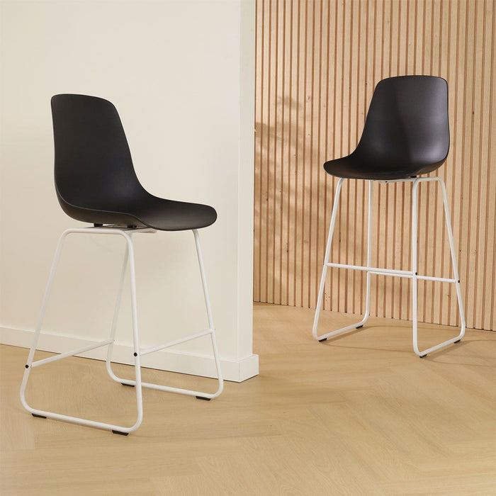 Nolon Nino-Pip Barkruk Zwart - Kunststof - Wit Onderstel - 65 cm