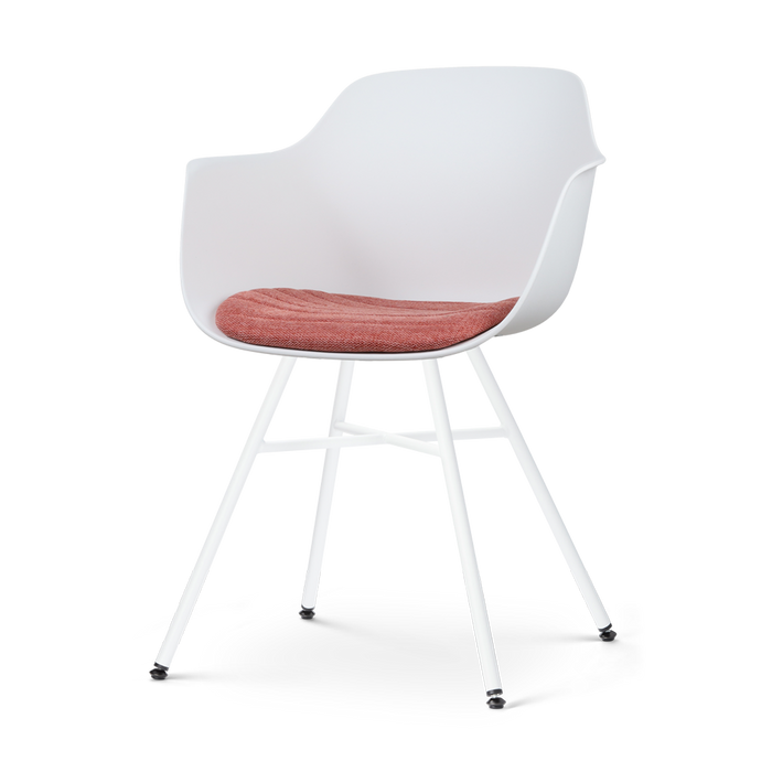 Nolon Noa-Liz Eetkamerstoel Wit - Terracotta Kussen - Witte Poten