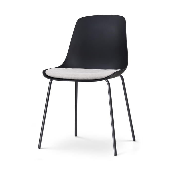 Nolon Nora-Liv Eetkamerstoel Zwart - Beige Kussen - Zwarte Poten