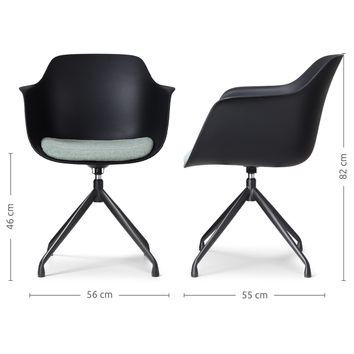 Nolon Nola-Liz Eetkamerstoel Zwart - Zacht Groen - Draaibaar - Zwart