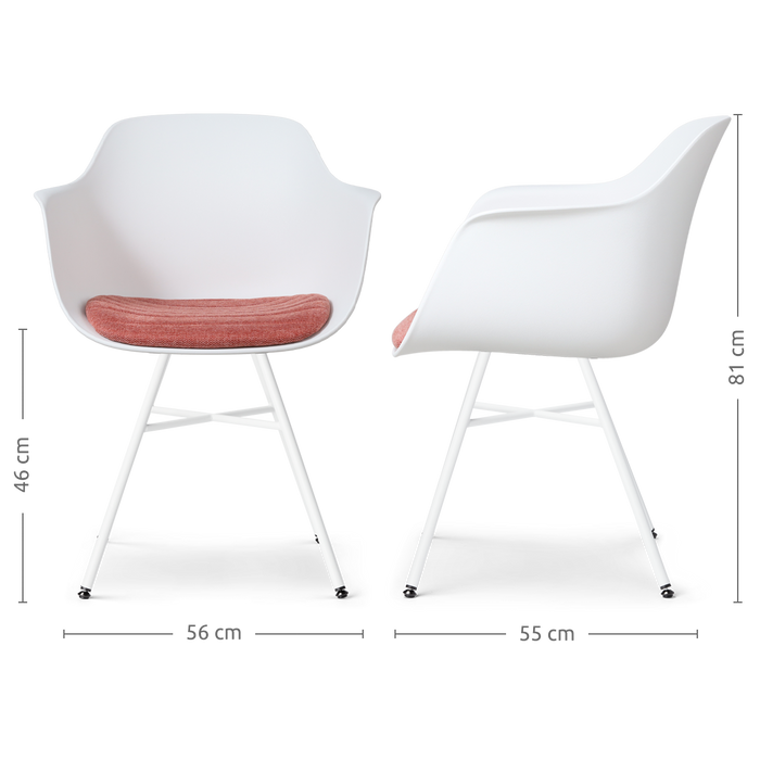 Nolon Noa-Liz Eetkamerstoel Wit - Terracotta Kussen - Witte Poten